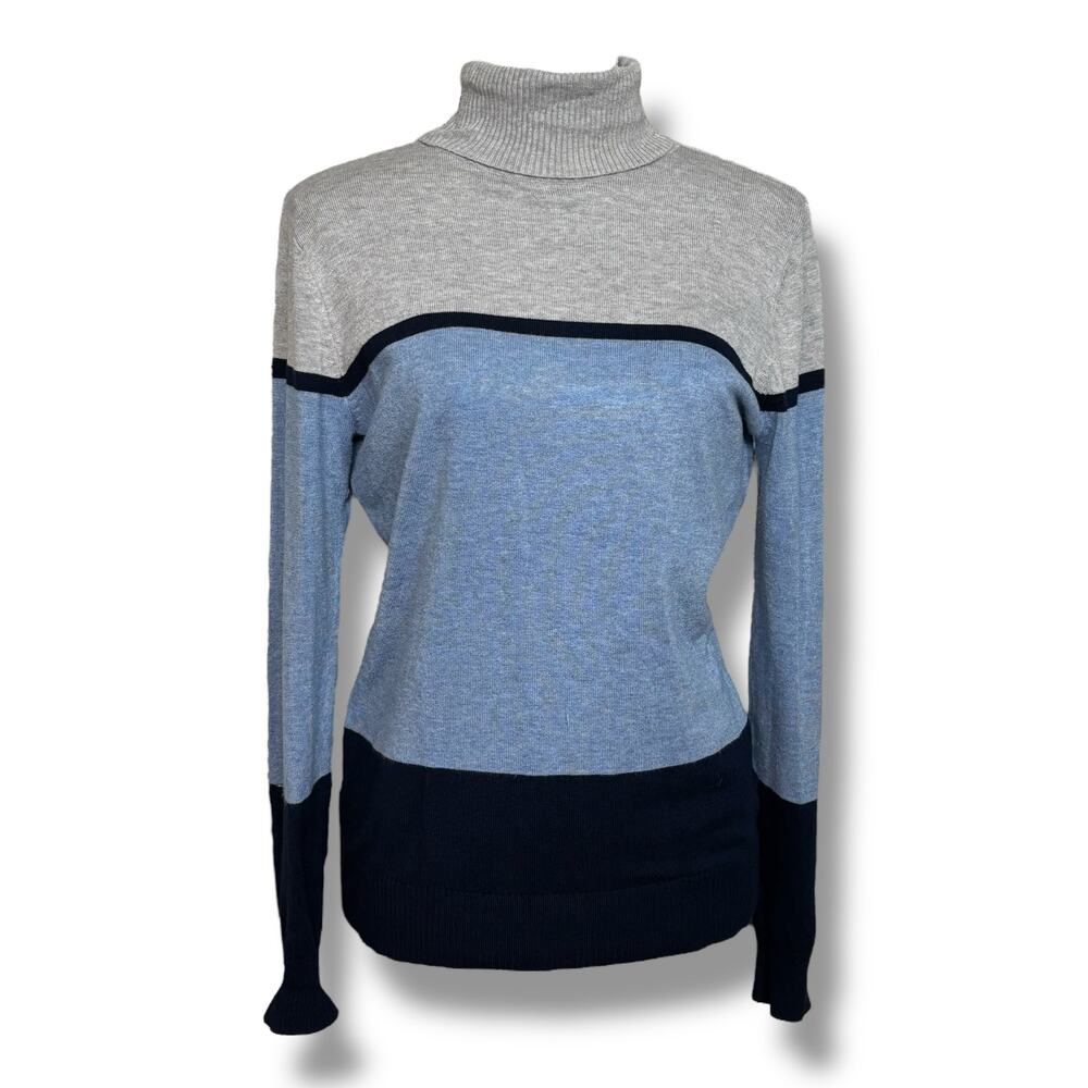 Joseph A. Gray & Blue Color Block Turtleneck Size Small